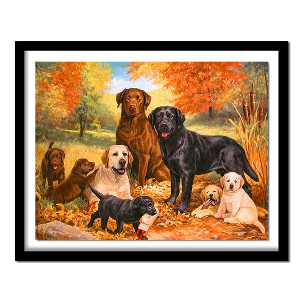 Diamond Embroidery 5D DIY Diamond Painting Dog Family Forest Animal  Cross Stitch Rhinestone