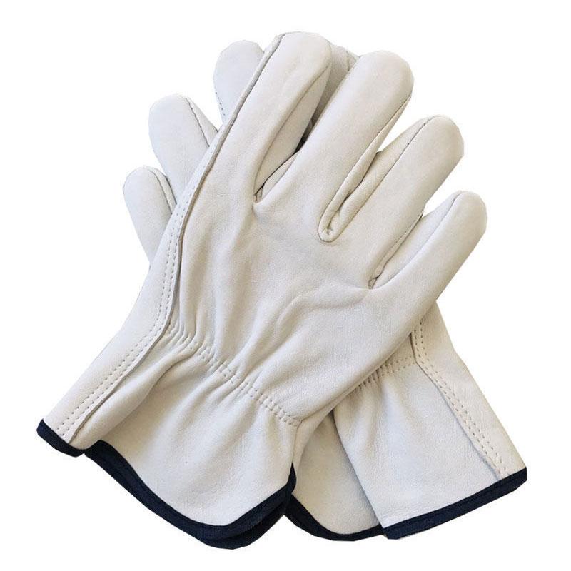 Кожаные Рабочие Перчатки Безопасности из Коровьей Кожи Двойная Кожаная Ладонь Садоводство Водитель Работа во Дворе Тяжелые Водонепроницаемые Дышащие