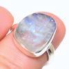 Кольцо из стерлингового серебра 925 пробы с натуральным радужным лунным камнем, размер 6,5 B7K05
