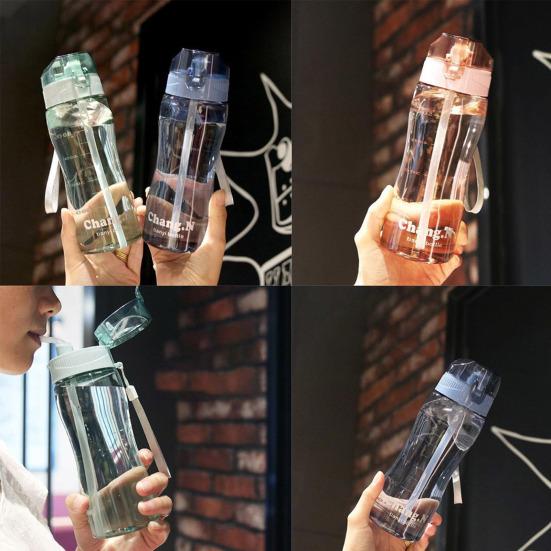 Бутылка с трубочкой 580 мл, герметичная, большая емкость, портативная, гарантирует, что вы пьете достаточно воды, кувшин для питья в спортзале