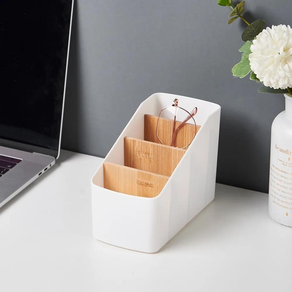 1pc Desktop Trapezoid Storage Box Stationery Sorting Box Multipurpose Remote Control Glasses Shelf Bedroom Living Room Organizer