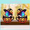Halloween Themed Colorful Cartoon Ghost Pumpkin Pattern Women Earrings Acrylic