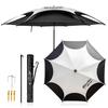 Parasol Fishing Wind Resistant Large Fishing Parasol Beach Parasol Double Layer Type with Tilt Function UV Protection Waterproof Lightweight Portable