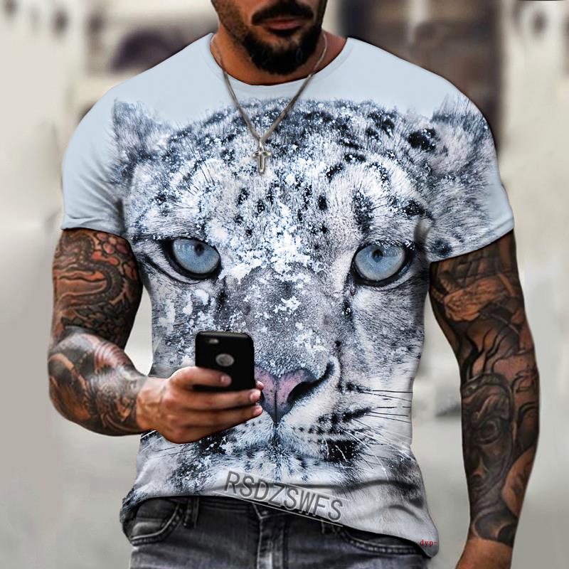 New Summer Men's Fashion T-shirt Personality Tiger Printed Men's T-shirt Top