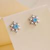 S925 Sterling Silver Blue Zircon Snowflake Stud Earrings - Versatile & Elegant Women's Christmas Jewelry