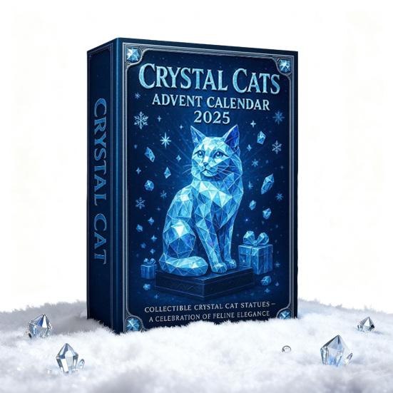 Faux Crystal Cat Advent Calendar 2025 Collectible 2D Acrylic Cat Pendant Set 24 Days