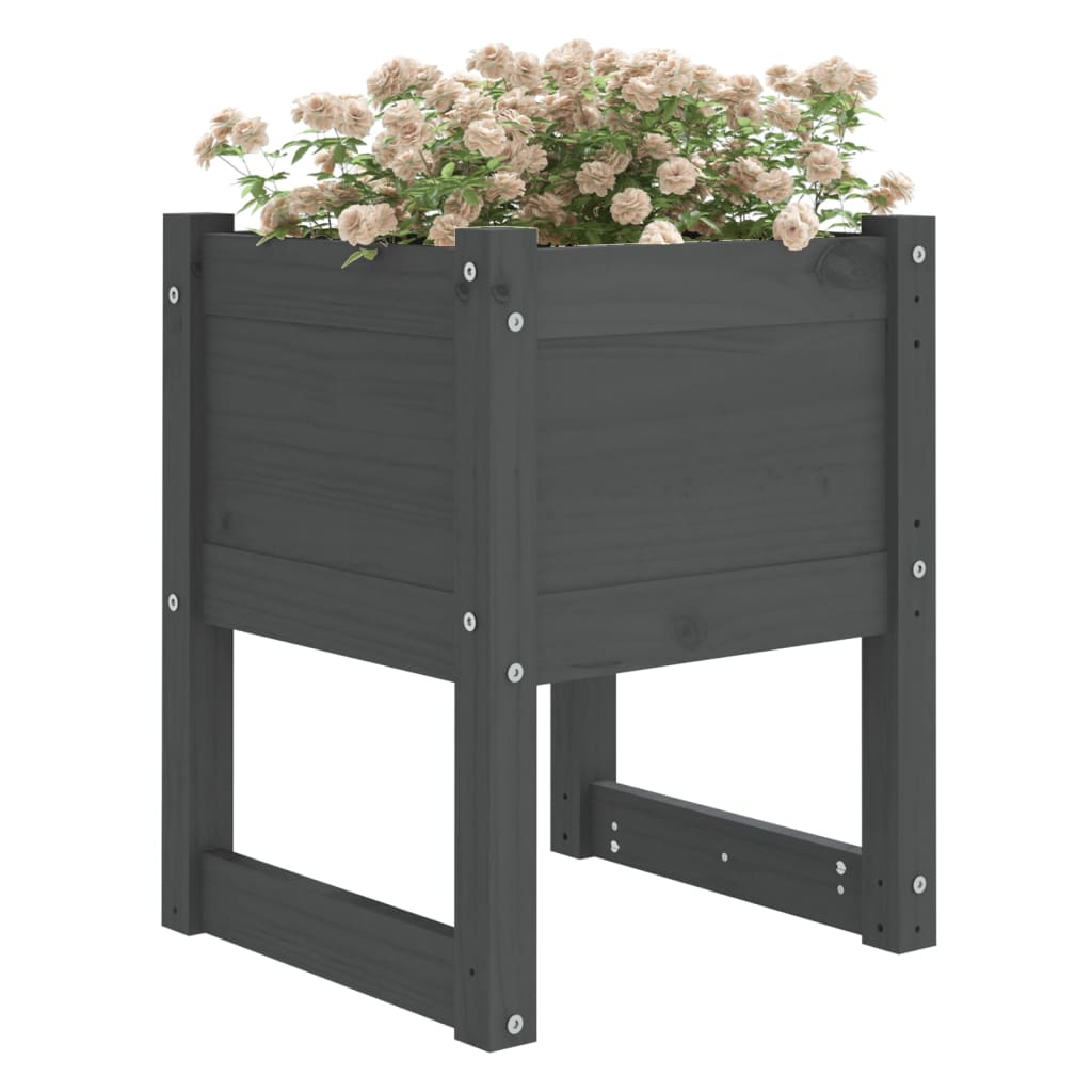 Vidaxl Donice, 2 Szt., Szare, 40X40X52,5 Cm, Lite Drewno Sosnowe