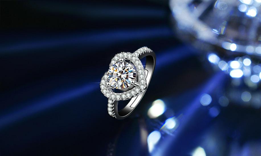 Набор украшений из стерлингового серебра 925 пробы с муассанитом в форме сердца: Кольцо, Ожерелье, Серьги