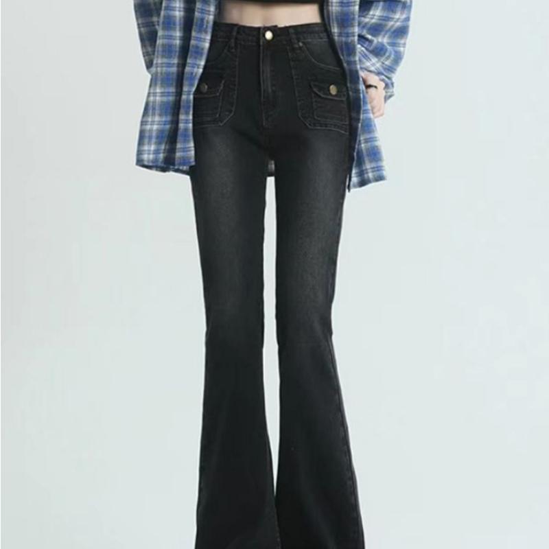 Летние винтажные джинсы-клеш, женские уличные брюки с высокой талией, шикарные повседневные джинсовые брюки Y2K, женские узкие брюки в Корейском стиле в стиле Харадзюку, 2023