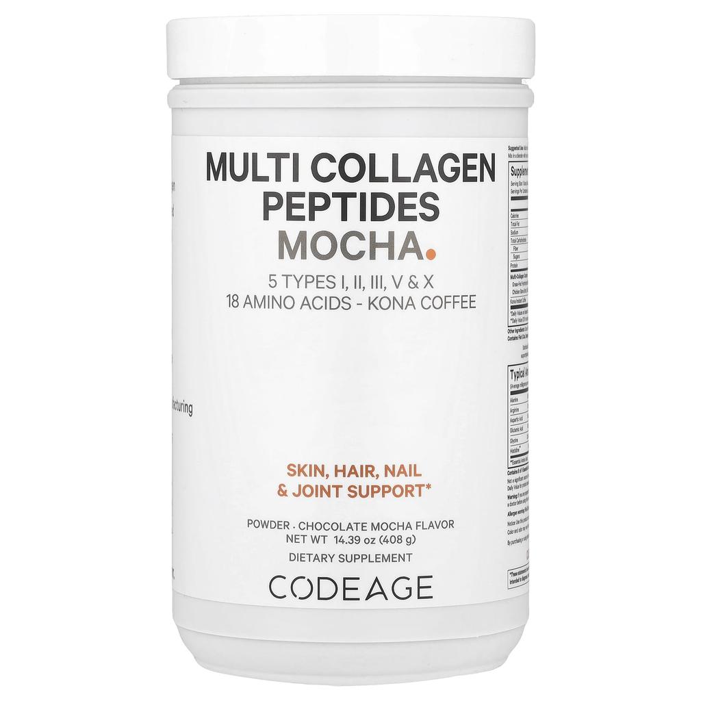 Multi Collagen Peptide Mocha Powder, Chocolate Mocha, 408G(14.39Oz)