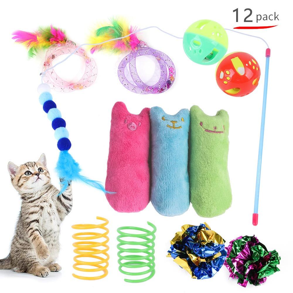 12/14/20PCS Sisal Mouse Funny Cat Stick Interactive Cat Supplies Cat Toys  Interactive Play