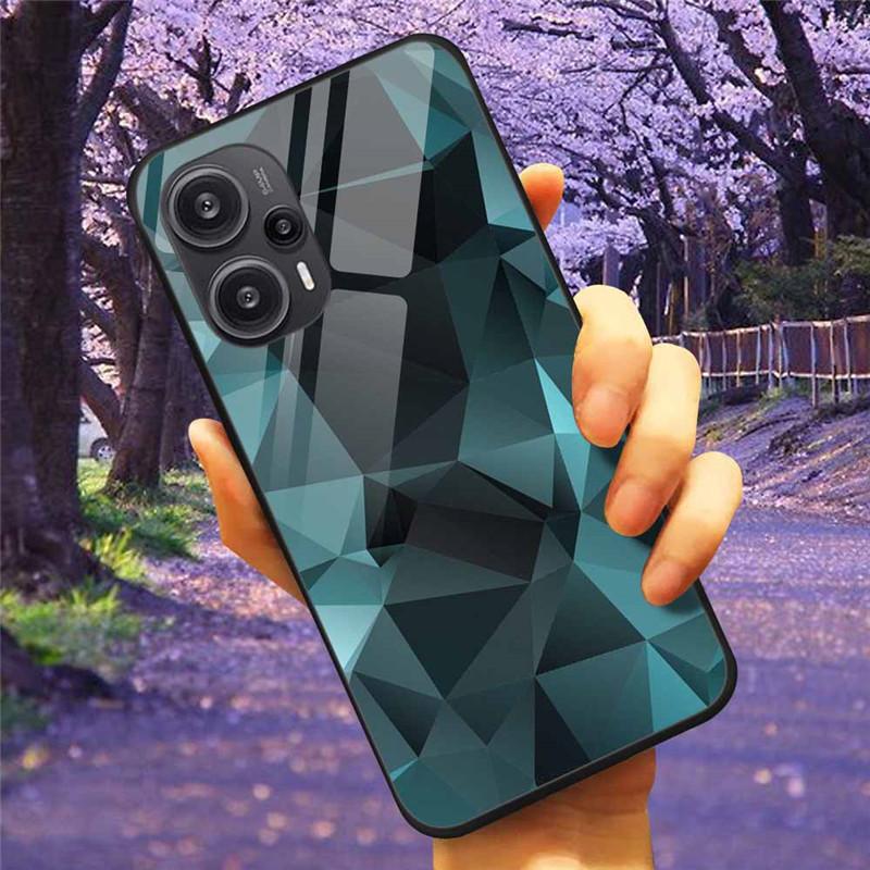 Для Xiaomi Poco F5 5G / F5Pro Чехол Закаленное Стекло Озеро Луна Жесткая Защитная Крышка для POCO F5 Pro Capas Funda на PocoF5 Роскошный Coque