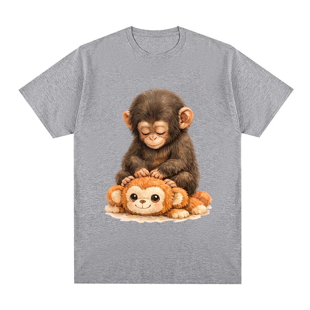 Футболка Punch Monkey с принтом японской макаки Высококачественная футболка Модная Кавайная 100% Хлопок Женская/Мужская Camisetas
