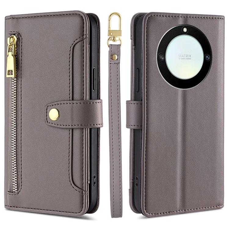 Для Honor X40 5G/X9a 5G/Magic5 Lite 5G кожаный чехол-кошелек на молнии, карманный чехол-подставка для телефона с 2 ремешками