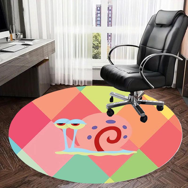 1pc Colorful snail illustration Round carpet, Made of Polyester,Perfect for Decorating Office Chairs, Living Rooms,fplt187