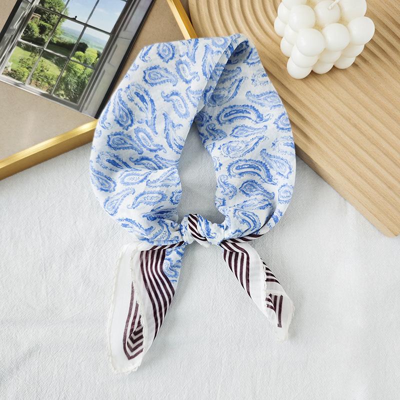 Thin cotton and linen small square scarf fresh and breathable women's soft literary and decorative small silk scarf summer scarf women's versatile