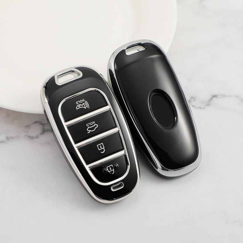 Новый серебристый чехол для ключа автомобиля с 6 кнопками для Hyundai Santa Fe Tucson 2022 NEXO NX4 Ioniq 5 Atos Prime Solaris 2021 Автоаксессуары
