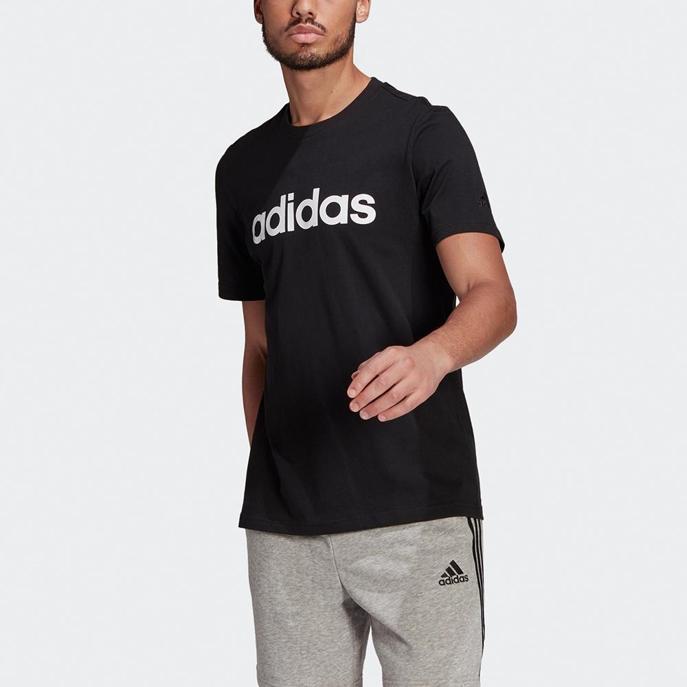 adidas M Lin Sj T Тренировочная Спортивная Печать Логотипа Круглый Вырез Короткий Рукав Черный Мужская GL0057
