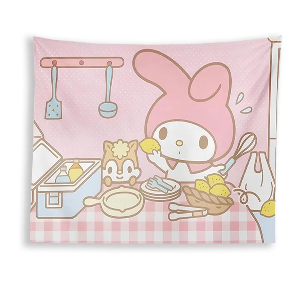 Sanrio Anime Wall Tapestry Cute Kuromi Cinnamoroll Design Stylish Wall Art for Home Room Decor