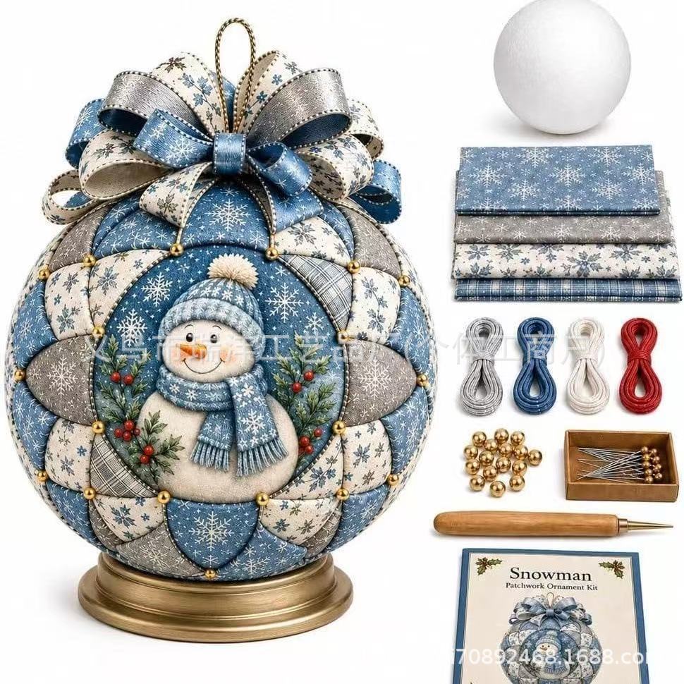 Vintage Style Christmas Patchwork Ornament DIYdecorative Ball Kit Handcraft Beginner‑Friendly Christmas Sewing Kit Party Gifts