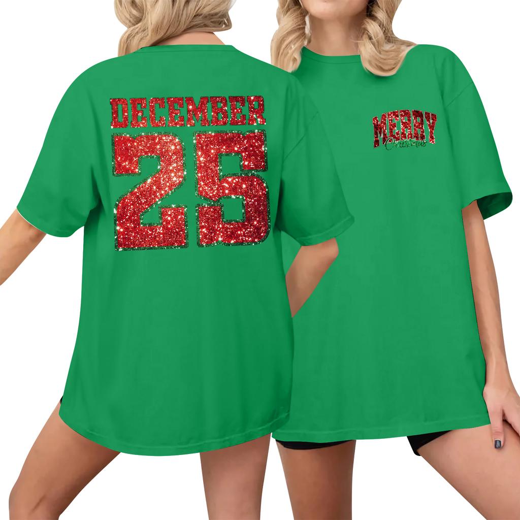 Women's Casual Printed T-Shirt Round Neck Pullover Short Sleeve Top