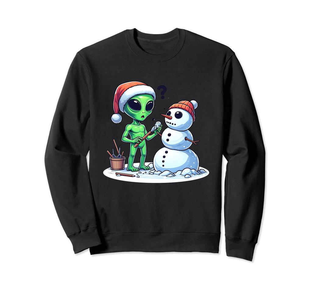 Alien Building Santa Hat Snowman Sweatshirt