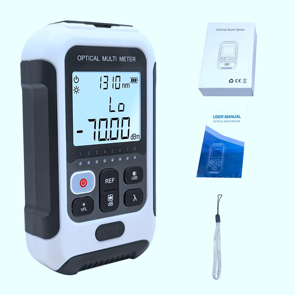 Optical Fiber Power Meter White Multifunctional Fiber Optic Tester for Communication Engineering
