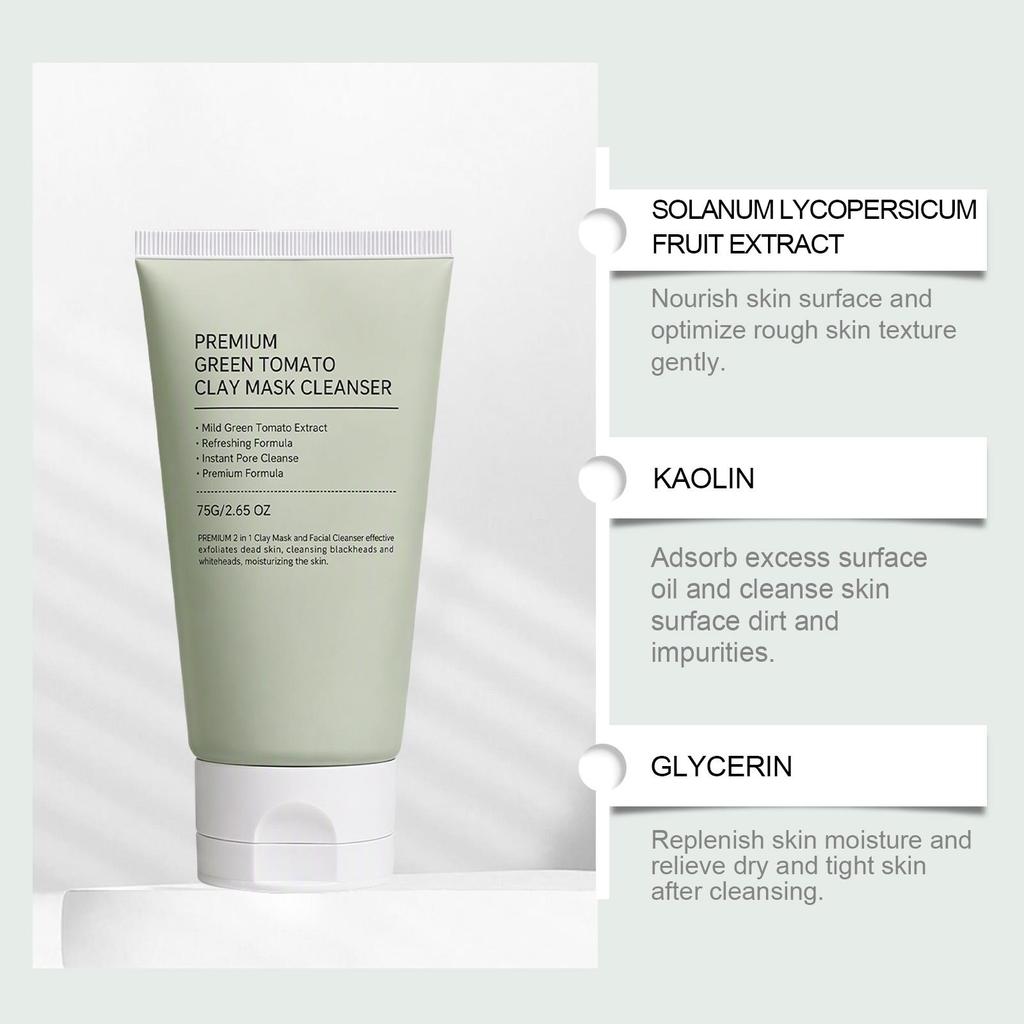 Two-in-one Green Tomato Cleansing Mud Film Double-effect One-in-one Refreshing Cleansing Skin, Softness and Fine Texture Oral Care