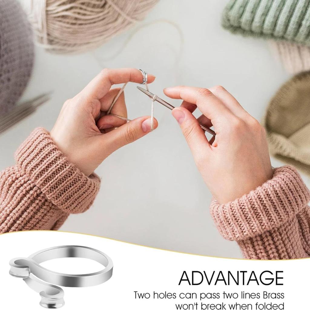 2 шт. Регулируемое кольцо для вязания крючком, направляющее кольцо для вязания пряжи, держатель для напёрстка, нитяные кольца, швейные инструменты