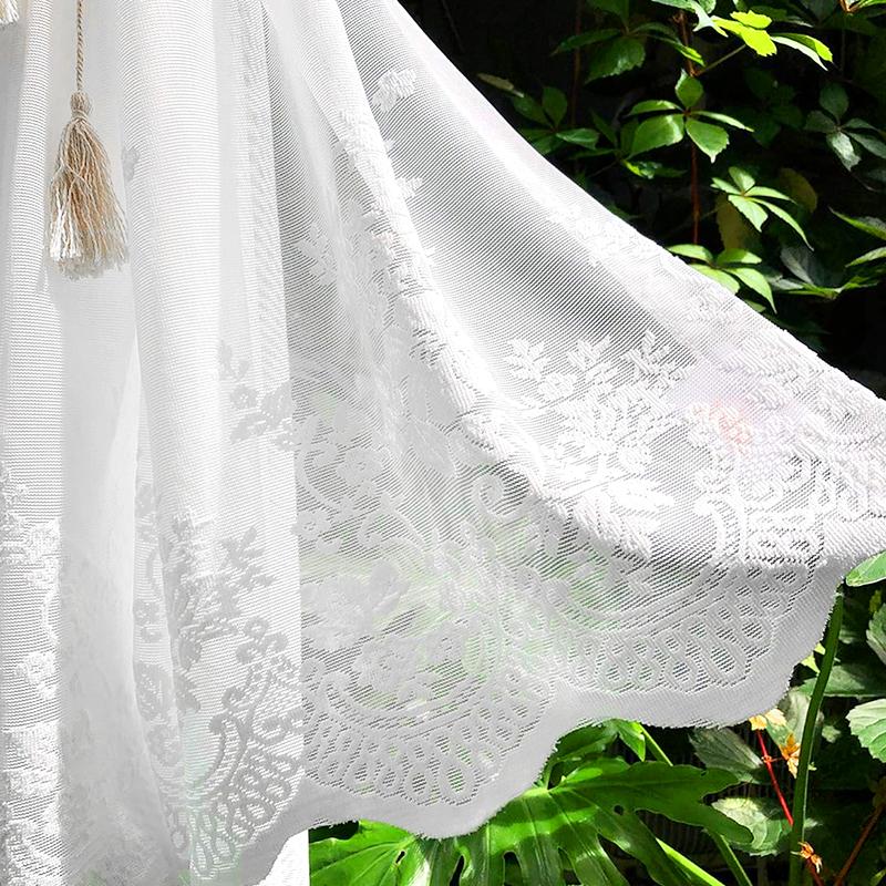 1Pc Through Pole Style Rural Style Curtain Half Blackout Double Row Lace Modern Partition Door Curtain Multiple Sizes Lace