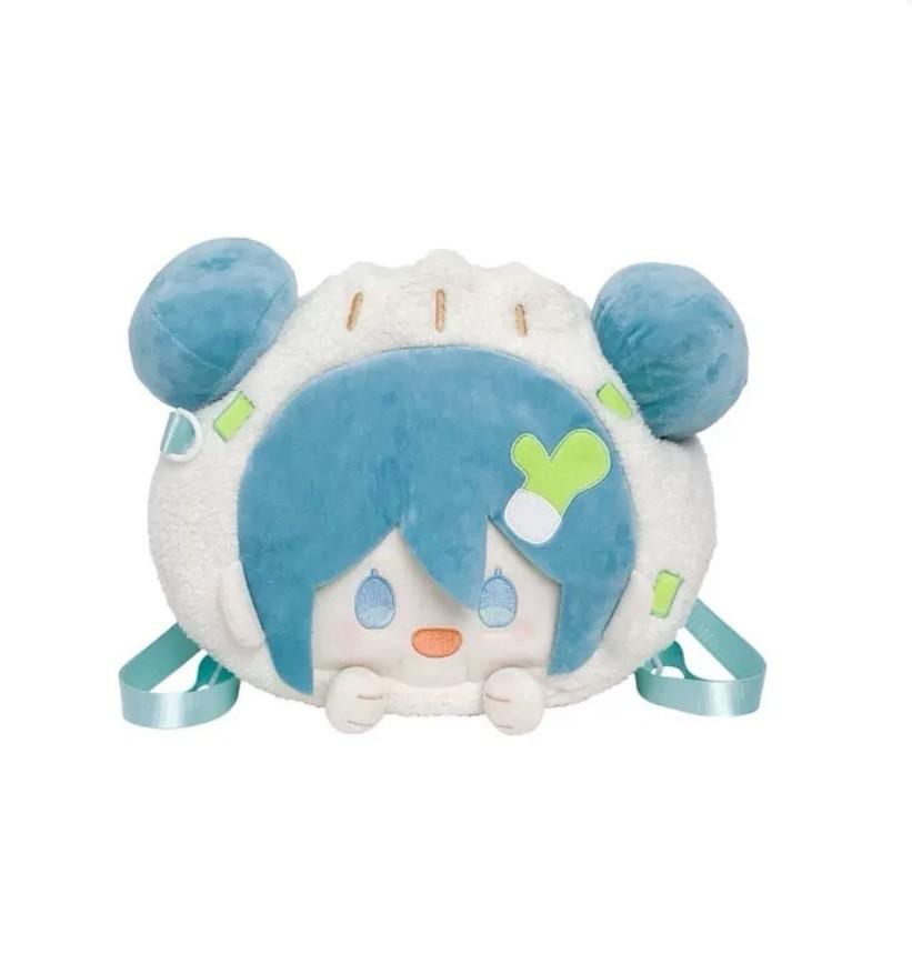 Meatball Hatsune Miku Head Cartoon Pattern Soft Plush Backpack Travel Casual