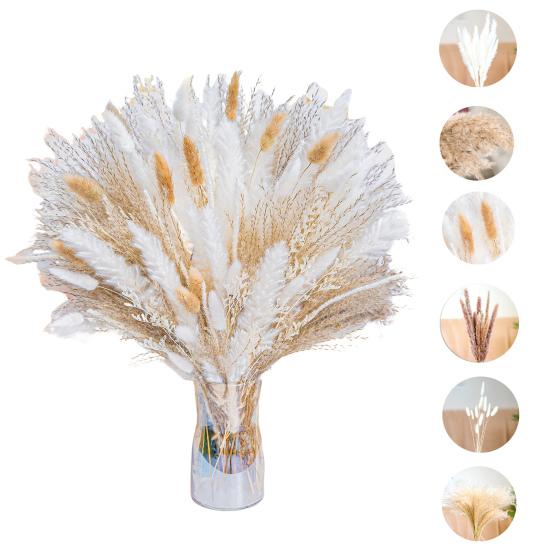 Букет из сушеных пампасов, 95 шт., реалистичный, создающий романтическую атмосферу, экологически чистый, красивый, букет из сушеных цветочных композиций в стиле бохо, букет из пампасной травы