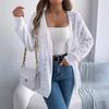 GMXIA Autumn and Winter Casual Solid Color Openwork Long-sleeved Cardigan Sweater Jacket Women's Wear