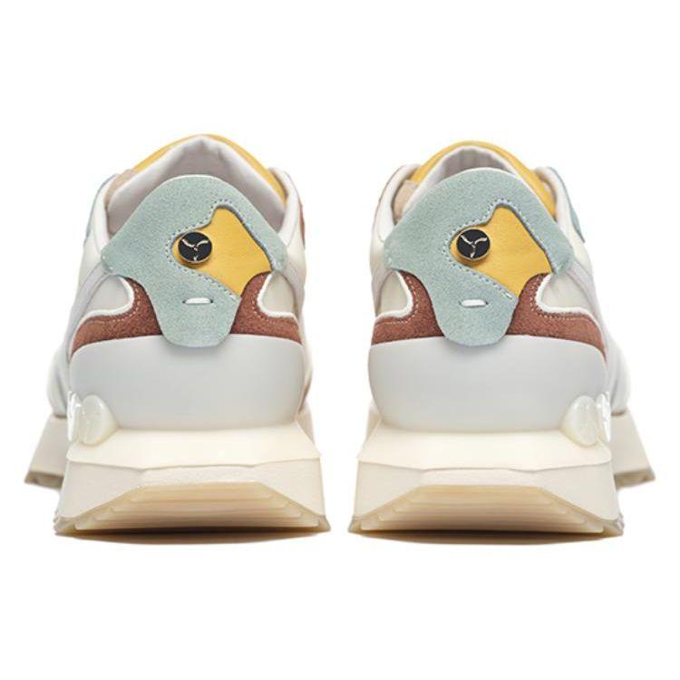 Li Ning 1990 Классические спортивные повседневные туфли женские кроссовки бежевые коричневые синие ALJS058-2