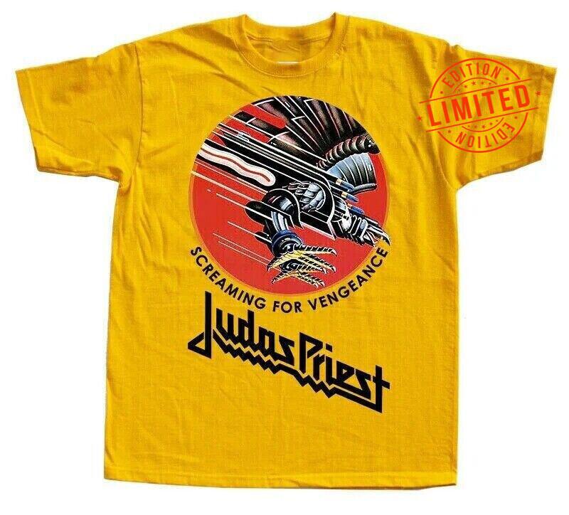 JUDAS PRIEST SCREAMING FOR VENGEANCE Прямая цифровая печать ЖЕЛТАЯ МУЖСКАЯ ФУТБОЛКА S-5XL Унисекс Футболка