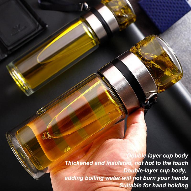 Tea Water Bottle High Borosilicate Glass Double Layer Tea Water Cup Infuser Tumbler Drinkware Water Bottle With Tea Filter