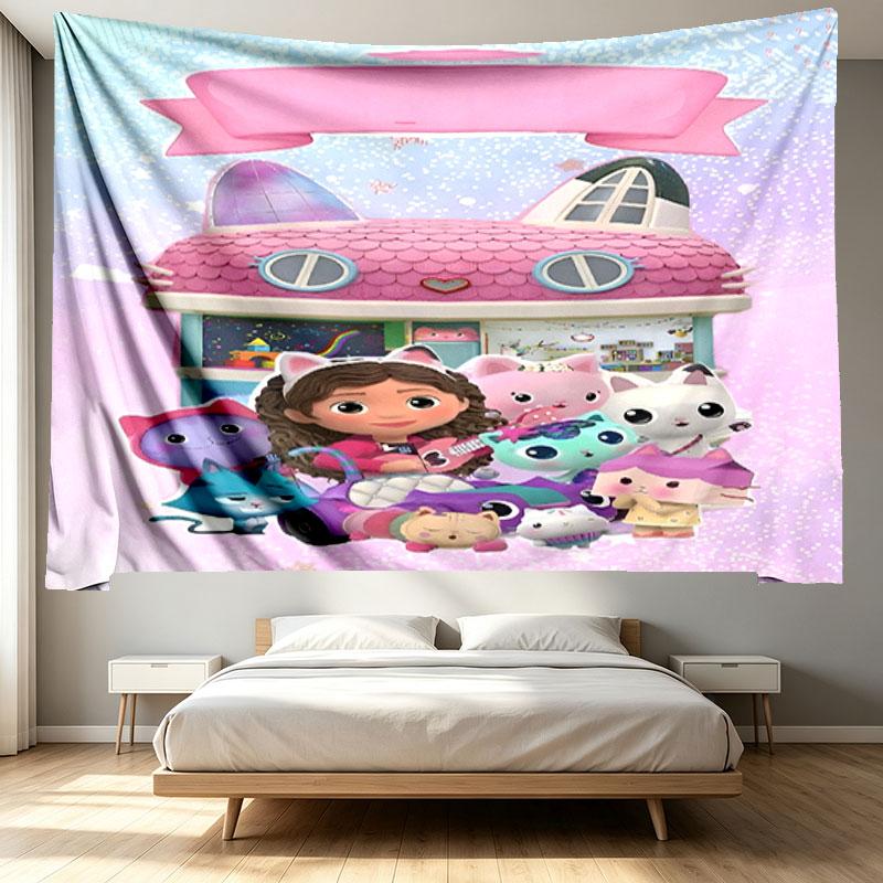 Gabby's Dollhouse Print Tapestry - Portable Wall Decor Cloth, for Home, Dorm, Travel, Bedroom, Living Room - Ideal Birthday Housewarming Gift