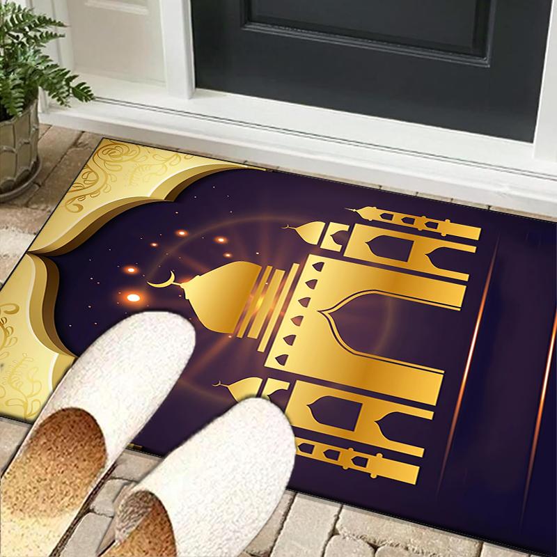 Golden Mosque Silhouette Office Rug Chair Mat, Game Carpet, Suitable for Front Door, Bedroom, Living Room, Desk, Holiday Gift