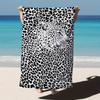 Black Leopard Print Beach Towel, Quick-Dry Travel Swimming Pool Multi-Purpose Holiday Beach Towel
