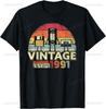 Retro Vintage 1991 TShirt 34 Yrs Old Bday 33rd Birthday Tee TShirt Personalized Clothing Customizable Camisas Ropa Hombre