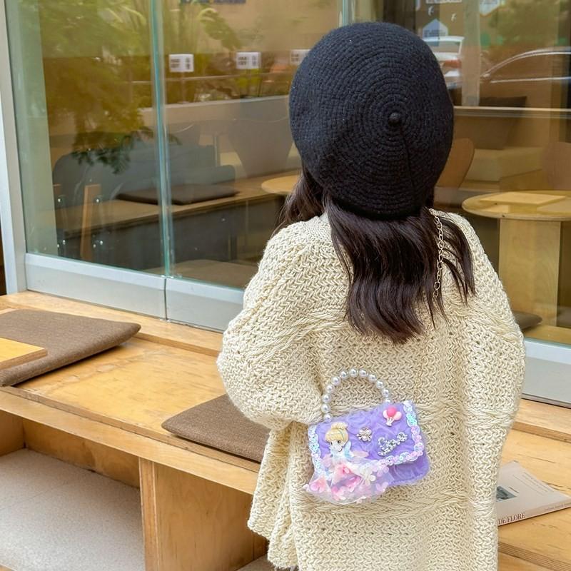 Fashionable Childrens Modern Single Shoulder Bag With Pearl Details And Design Bow