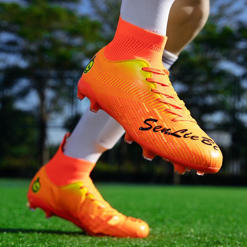 Мужские высокие футбольные бутсы, цветные уличные спортивные футбольные бутсы с длинными шипами, большие размеры, детские футбольные бутсы для молодежи