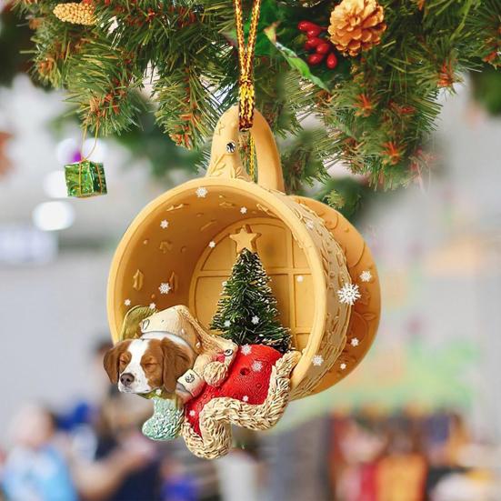 3D чашки украшения для собак в рождественском стиле очаровательны с подвесной веревкой акриловые праздничные украшения для дома и автомобиля