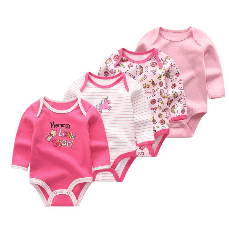 KIDDIEZOOM Боди из 4 предметов для маленьких мальчиков и девочек, мягкий хлопковый комбинезон с длинными рукавами для малышей 0-12 месяцев, комбинезон Bebe, одежда