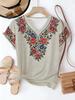 2026 Women's V-Neck T-Shirt Vintage Ethnic Graphic Short Sleeved Tops Daily Wear 3D Print Tees Summer Elegant Female Clothing