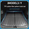 Tesla Model 3 & Y Carbon Fiber Texture Trunk Mats: Eco-friendly, Waterproof TPV Mats for Front & Rear.
