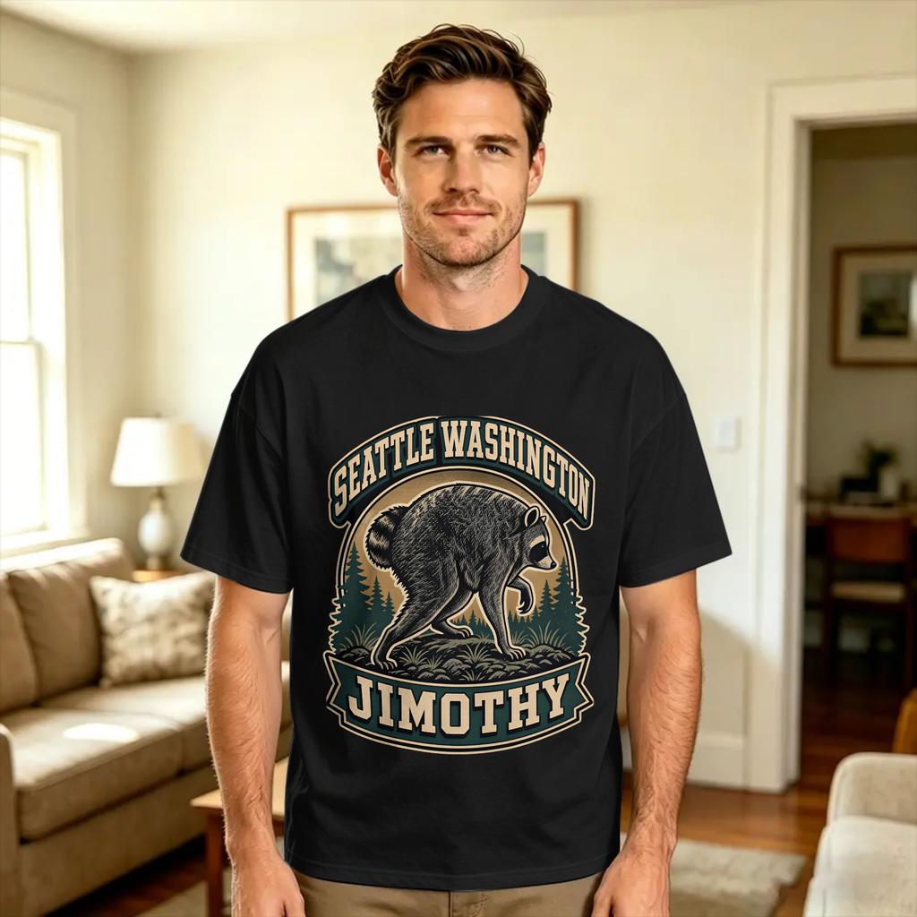 Unisex Unisex Tshirt Jimothy Cute Viral Short Spined Racoon T Shirts Hip Hop Summer Tees Streetwear Cotton Clothes Gift Idea