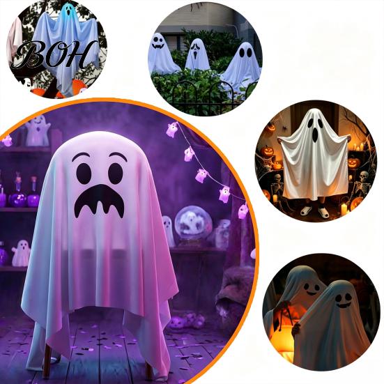 Decorative Seat Covers 1/4Pcs Halloween Ghost Chair Covers, Spooky Face Dining Slipcover, White for Home Kitchen Hotel Restaurant Pattern