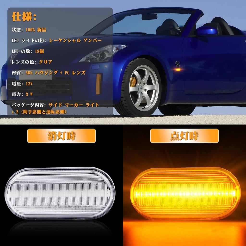 Светодиодные боковые габариты и указатели поворота GemPro Z33 для Nissan Fairlady Z, E11 Note, K12 March, C11 Tiida, K30 Crew, J10 Lafesta (До подтяжки лица)