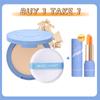 Oil Control Face Powder Matte Waterproof Setting Powder + Matte Lipstick Makeup Set